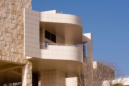 The Getty Center is located on a hill in Brentwood, Los Angeles, California overlooking Interstate 405 and Bel-Air. The museum is free to the public.の写真素材