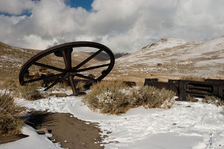 Bodie, a ghost town on the eastern slope of the Sierra Nevada mountain range in Mono County, Californiaの写真素材