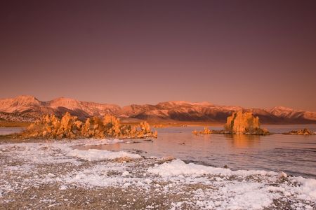 Mono Lake is an alkaline and hypersaline lake in Californiaの写真素材