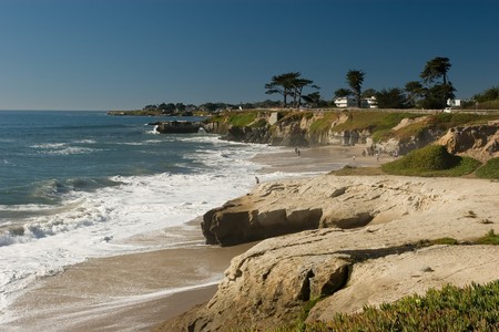 Pacific coast beach in Santa Cruz, Californiaの写真素材
