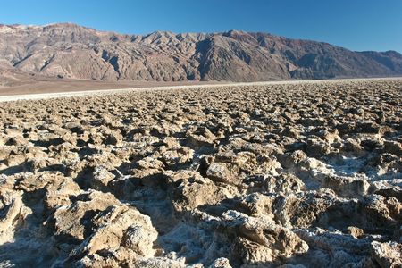 Badwater is a basin in California's Death Valley, noted as the lowest point in North America, with an elevation of 282 feet (86.0 m) below sea level.の写真素材