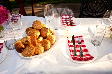 Popover is a light, hollow roll made from an egg batter similar to that used in making Yorkshire pudding.の写真素材