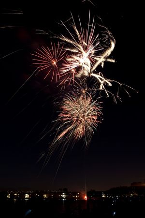 Firework is a low explosive pyrotechnic device used primarily for aesthetic and entertainment purposes.の写真素材