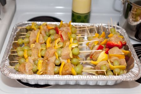 Kebab refers to a variety of meat dishes in Persian Turkish, Caucasian, Central Asian, South Asian and some of the African cuisines, consisting of grilled or broiled meats on a skewer or stick.の写真素材