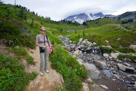 Paradise is the name of an area at approximately 5,400 feet (1,600 m) on the south slope of Mount Rainier in the national park.の写真素材
