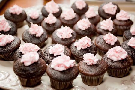 cupcake is a small cake designed to serve one person, frequently baked in a small, thin paper cup.の写真素材