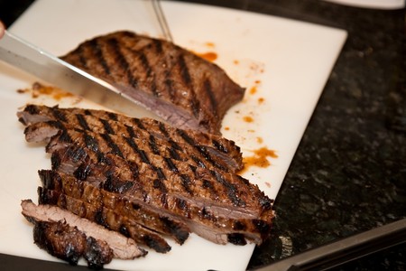 Juicy home made grilled beef steak piece.の写真素材