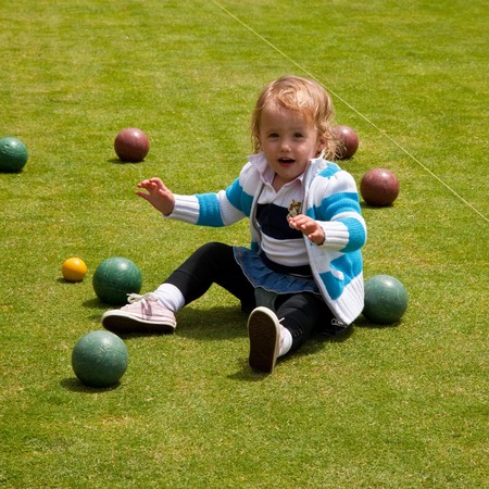 Bocce  is a ball sport belonging to the boules sport family, closely related to bowls and ptanque  with a common ancestry from ancient games played in the Roman Empire.の写真素材