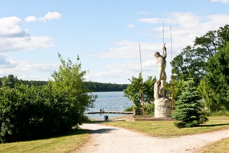 The shore of Durowskie Lake, in a marvellous park, just a short walk from the city centreの写真素材