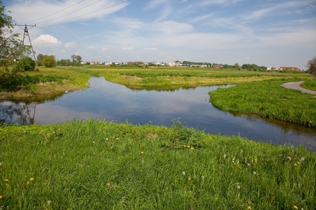 Welna and Nielba river bifurcation in Wagrowiec, Poland