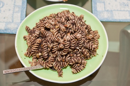 Traditional Polish pasta with poppy seed paste.の写真素材