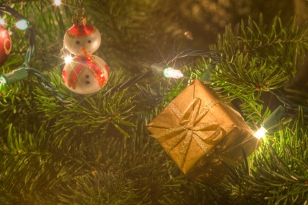 Christmas ornaments are decorations (usually made of glass, metal, wood or ceramics) that are used to festoon a Christmas tree.の写真素材