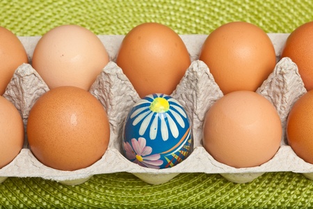 Assorted traditional colorful painted Easter eggs