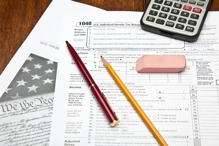 The Form 1040, U.S. Individual Income Tax Return, is the starting form for personal (individual) Federal income tax returnsの写真素材