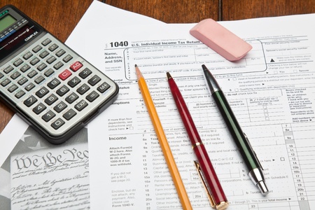 The Form 1040, U.S. Individual Income Tax Return, is the starting form for personal (individual) Federal income tax returnsの写真素材