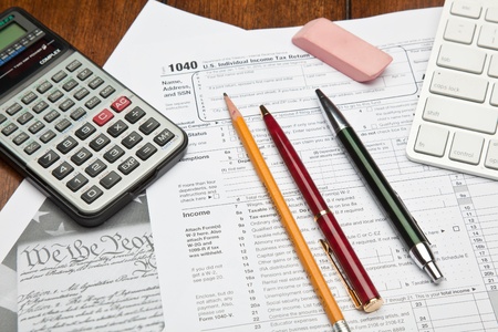 The Form 1040, U.S. Individual Income Tax Return, is the starting form for personal (individual) Federal income tax returnsの写真素材