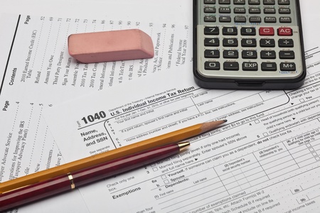 The Form 1040, U.S. Individual Income Tax Return, is the starting form for personal (individual) Federal income tax returnsの写真素材