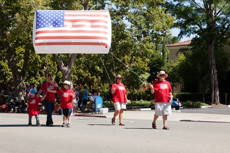 SAN JOSE, CA, USA - JULY 4: 4th of July Rose, White and Blue Parade. It is a two mile route that winds through some great old neighborhoods in the Rose Garden District July 4, 2011 in San Jose, CA, USAのeditorial素材