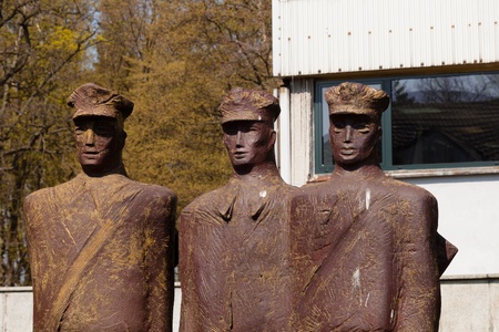 Metal sculptures of soldiers next to Kolobrzeg Promenade の写真素材