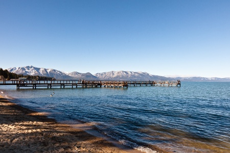 Lake Tahoe is a large freshwater lake in the Sierra Nevada mountains of the United States.の写真素材