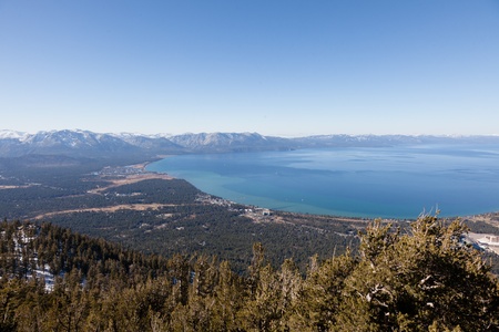 Lake Tahoe is a large freshwater lake in the Sierra Nevada mountains of the United States.の写真素材