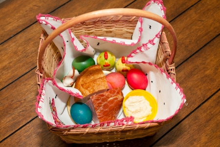 A typical basket of Polish Holy Saturday traditionの写真素材