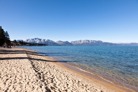 Lake Tahoe is a large freshwater lake in the Sierra Nevada mountains of the United States.の写真素材
