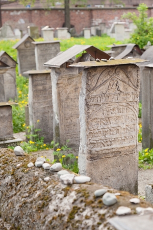 Old Jewish cemetery is located beside the Remuh Synagogue at 40 Szeroka Street in the historic Kazimierz district of Krakの写真素材