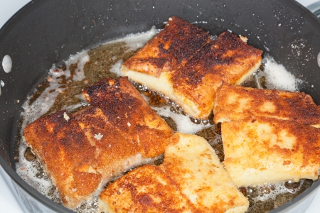 Croquettes with cabbage and mushrooms on a green plateの写真素材