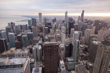 Chicago Skyline from the Signature Lounge in the Hancock Buildingの写真素材