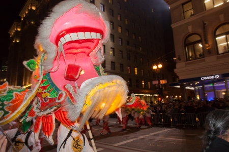 SAN FRANCISCO - FEBRUARY 23: Chinese New Year Parade in Chinatown on February 23, 2013 in San Francisco, California. Over 100 units participated in the Southwest Airlines Chinese New Year Parade.のeditorial素材