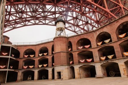 Fort Point is located at the southern side of the Golden Gate at the entrance to San Francisco Bay.のeditorial素材
