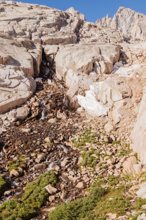 Mount Whitney Trail is a trail that climbs Mount Whitney. It starts at Whitney Portal, 13 miles (21 km) west of the town of Lone Pine, California.の写真素材