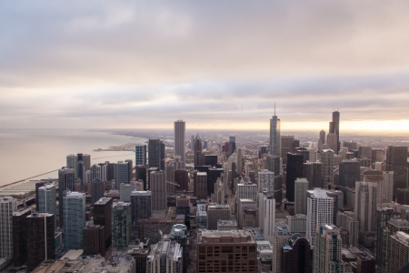 Chicago Skyline from the Signature Lounge in the Hancock Buildingのeditorial素材