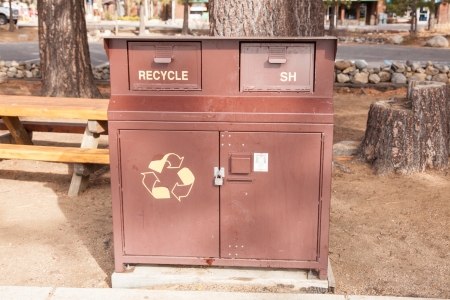 Animal proof trash can in California State Park.の写真素材
