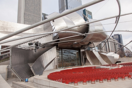 Jay Pritzker Pavilion is a bandshell in Millennium Park in the Loop community area of Chicago in Cook County, Illinois,のeditorial素材