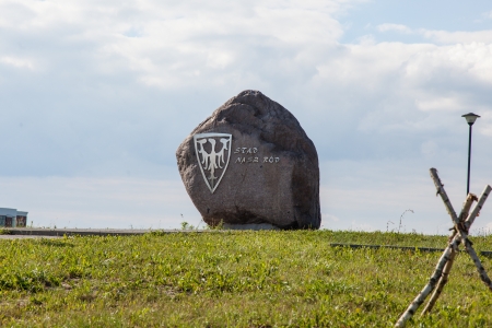 Stone near Lednica Lake which is believed to be the place where the first Polish monarch, Mieszko I was baptized in 966.のeditorial素材
