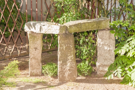 Beautiful landscaped garden with various shrubs and trees.の写真素材