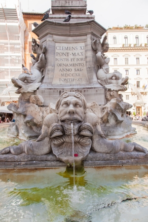 Fontana del Pantheon was commissioned by Pope Gregory XIII and is located in the Piazza della Rotonda, Rome, in front of the Roman Pantheon.の写真素材