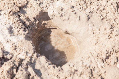 Unspecified child sand creation on a beach.の写真素材