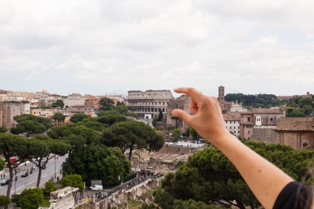 Colosseum is an elliptical amphitheatre in the centre of the city of Rome, Italy.の写真素材