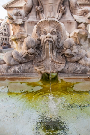 Fontana del Pantheon was commissioned by Pope Gregory XIII and is located in the Piazza della Rotonda, Rome, in front of the Roman Pantheon.の写真素材