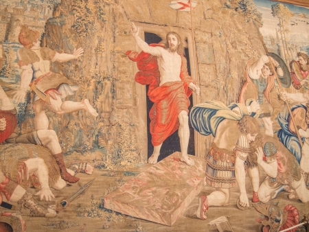 Tapestry in Vatican Museum based on a painting by Raphael of the Resurrection of Jesusのeditorial素材
