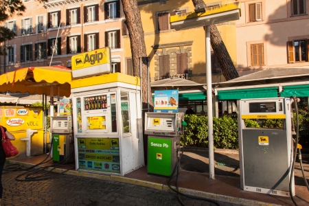 Gas station in city center of Rome, Italyのeditorial素材