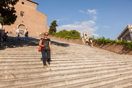 Santa Maria in Aracoeli Basilica with the monumental staircase.のeditorial素材