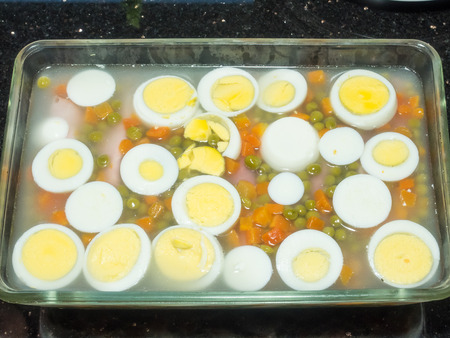 Home made ham in aspic with eggs.