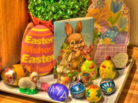 Traditional Polish Easter decorations inside a house.