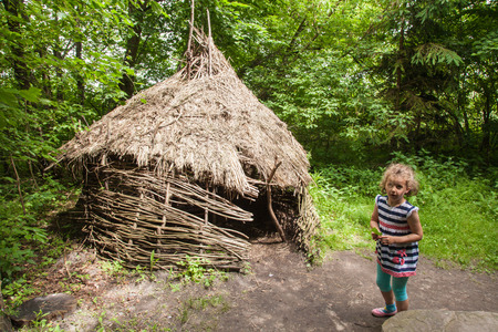 Stone age hunters gatherers encampment in Biskupin archaeological site.の写真素材