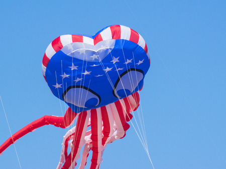 BERKELEY, CA/USA - July 26 2014: Hundreds of kites of all sizes are flown by amateurs and professionals in Cezar Chavez Park during Berkeley Kite Festival.のeditorial素材
