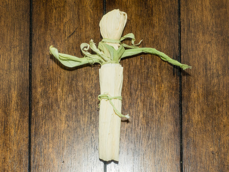 Corn husk doll is a Native American toy, a doll made out of the dried leaves or husk of a corn cob.の写真素材